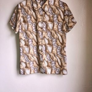 80s snakeskin button down shirt size M